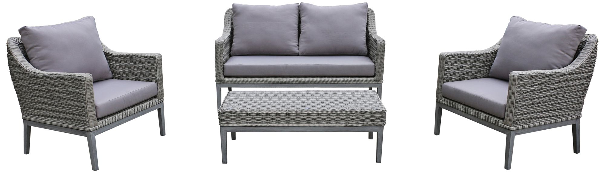 Monti Gray Wicker 4-Piece Outdoor Seating Patio Set