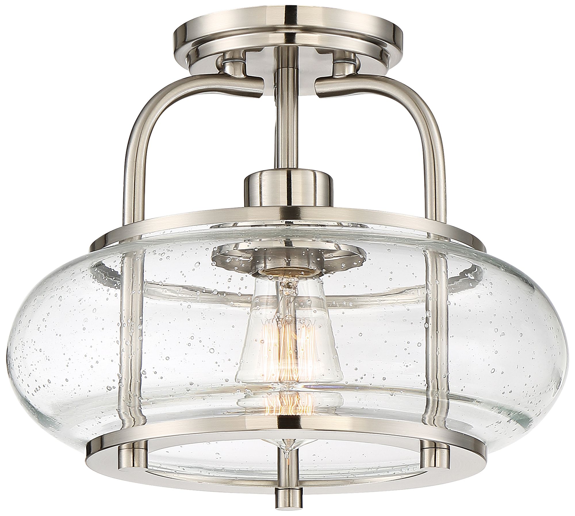 Quoizel Trilogy 12" Wide Brushed Nickel Seeded Glass Ceiling Light