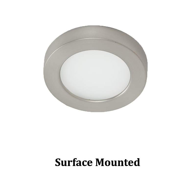 Image 1 WAC Edge Lit 3"W Round Nickel LED Button Under Cabinet Light