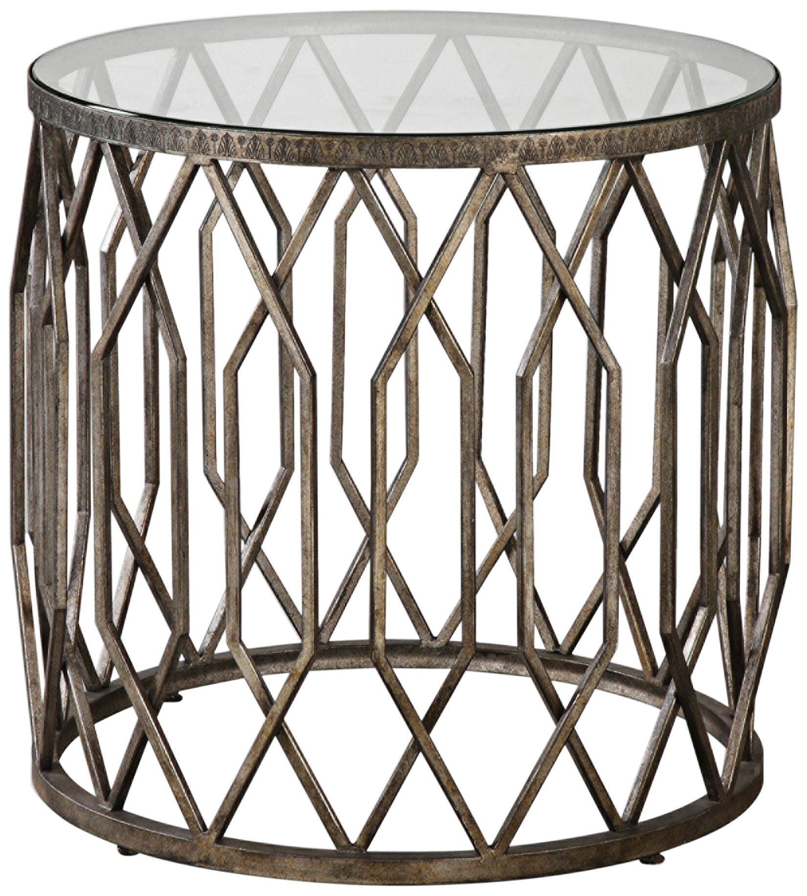 Algoma 23 1/4" Wide Bronze and Glass Geometric Accent Table
