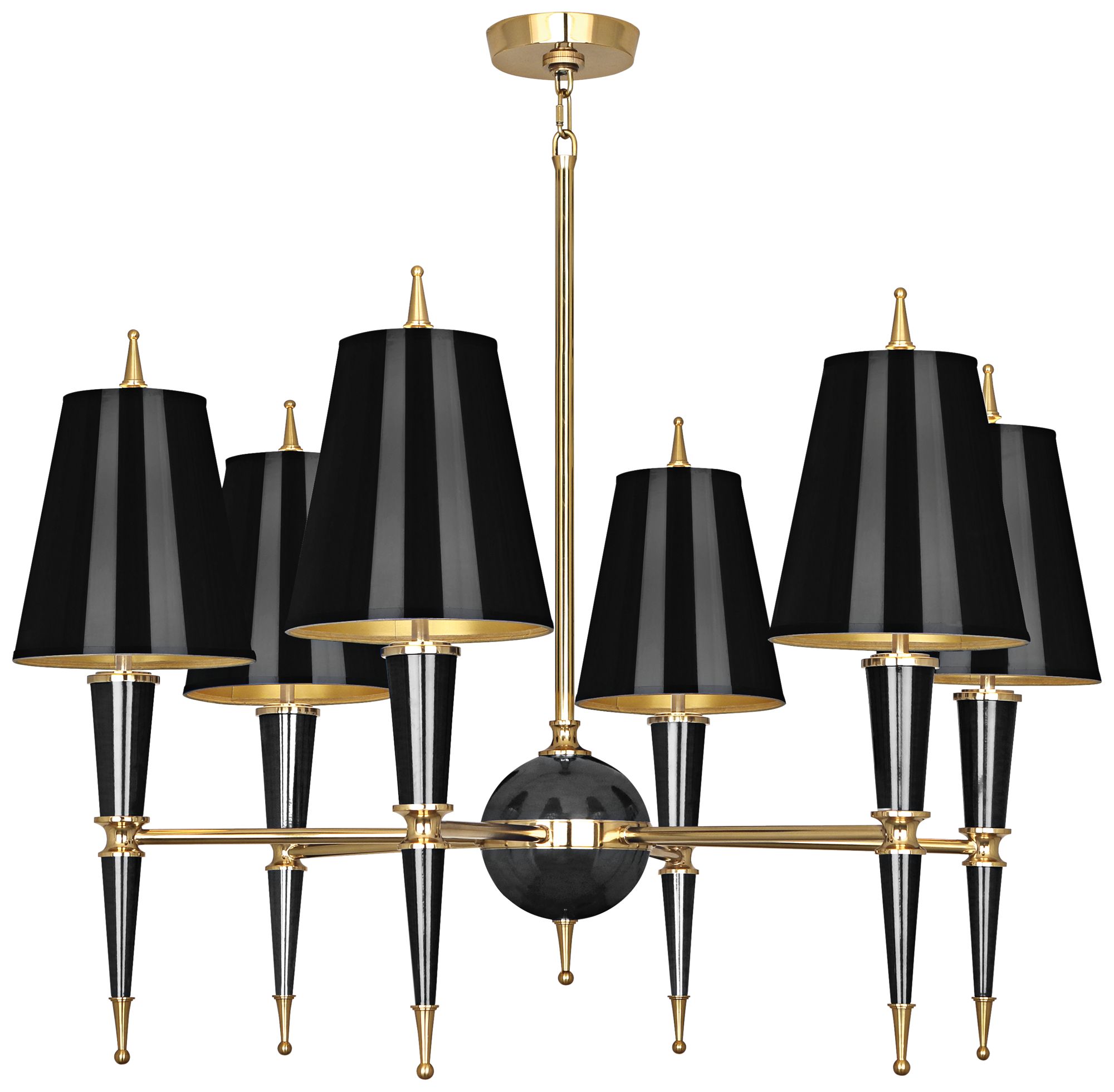 Versailles 36 3/4"W Black Lacquer and Shade Chandelier