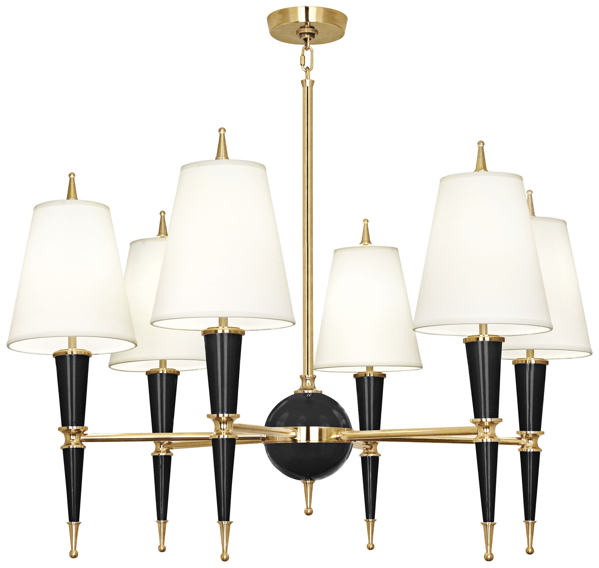 Versailles 36 3/4"W Fondine Shade Black Lacquer Chandelier