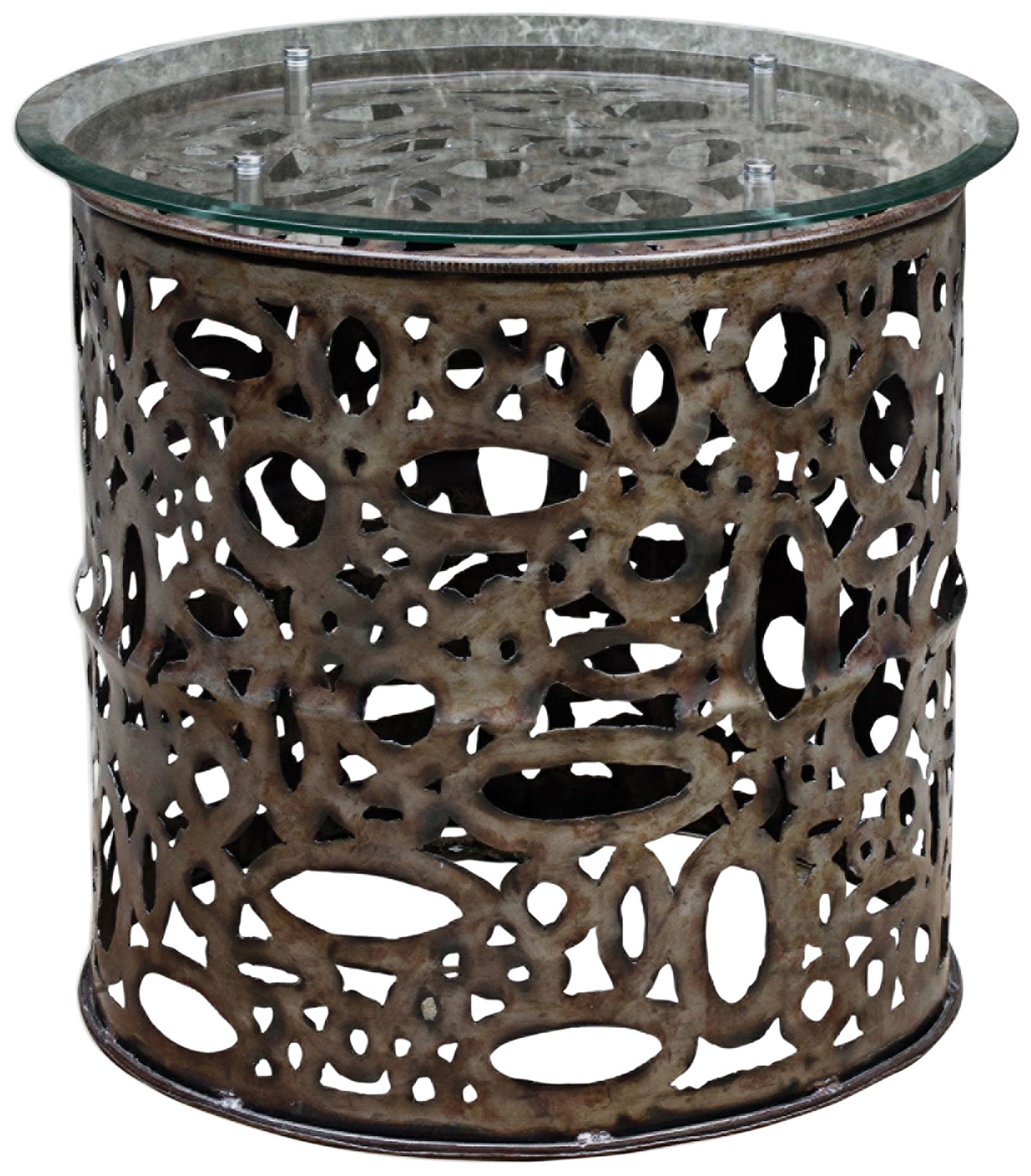 Zama 25" Wide Natural Steel and Glass Accent Table