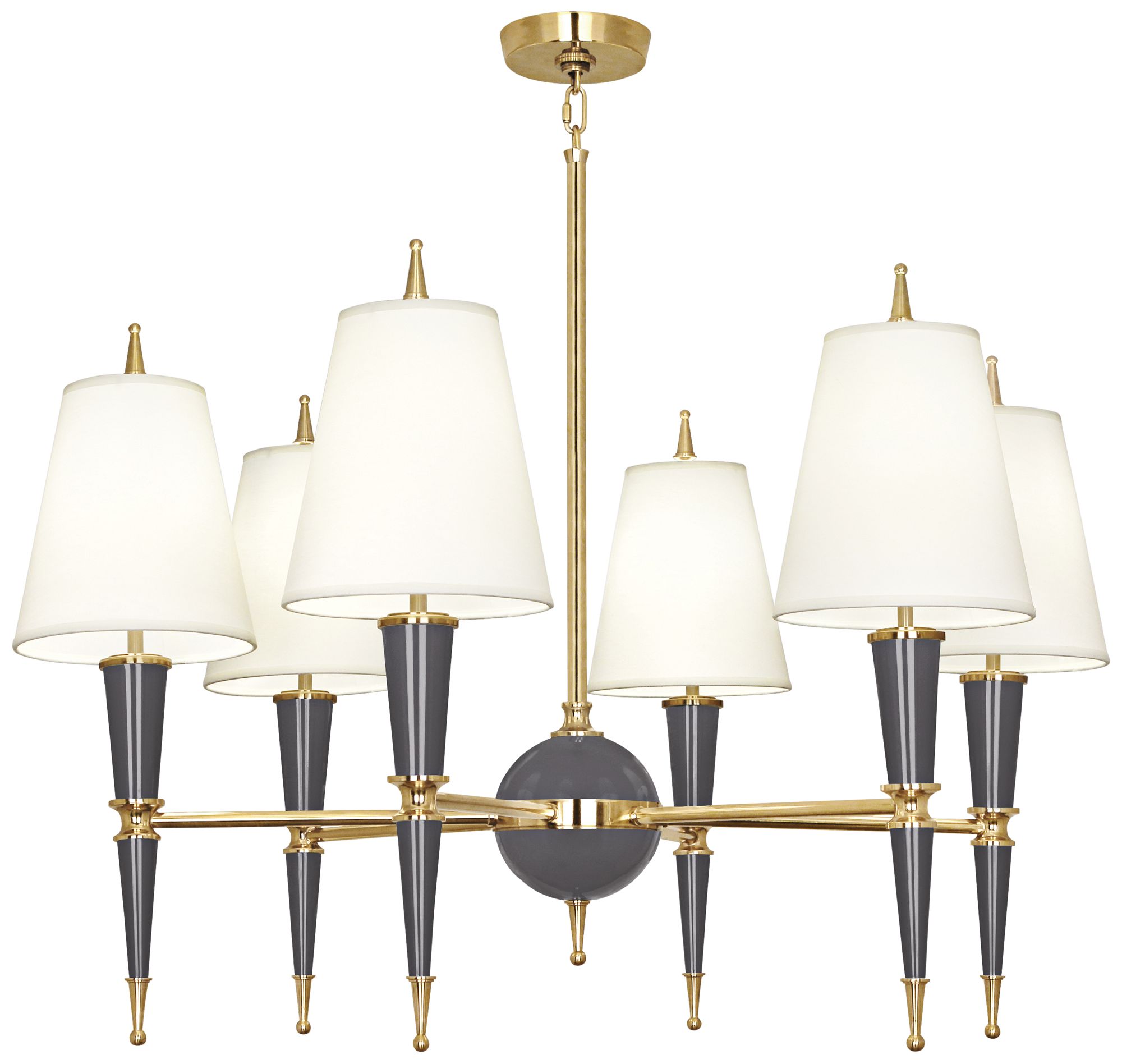 Versailles 36 3/4"W Ash Lacquer and Fondine Shade Chandelier
