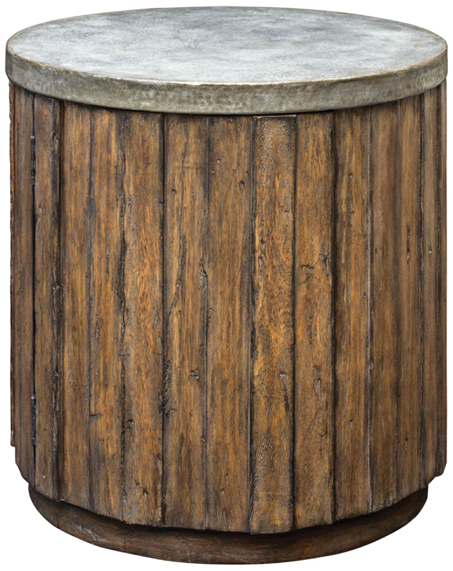 Maxfield 22" Wide Pewter and Wood Rustic Accent Table
