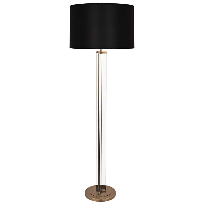 Robert Abbey Fineas Aged Brass Floor Lamp with Black Shade