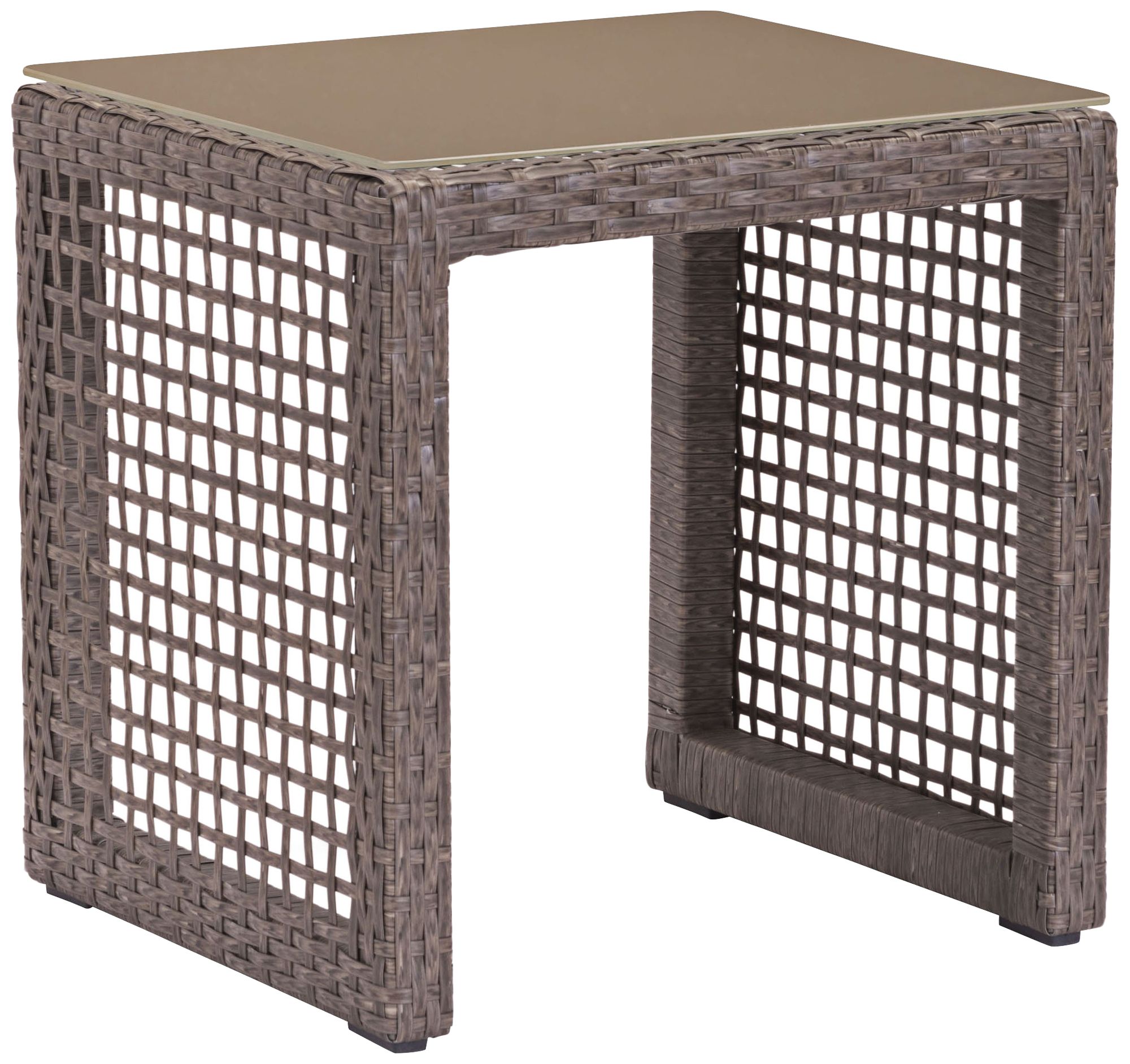 Zuo Coronado Brown and Glass Top Outdoor End Table