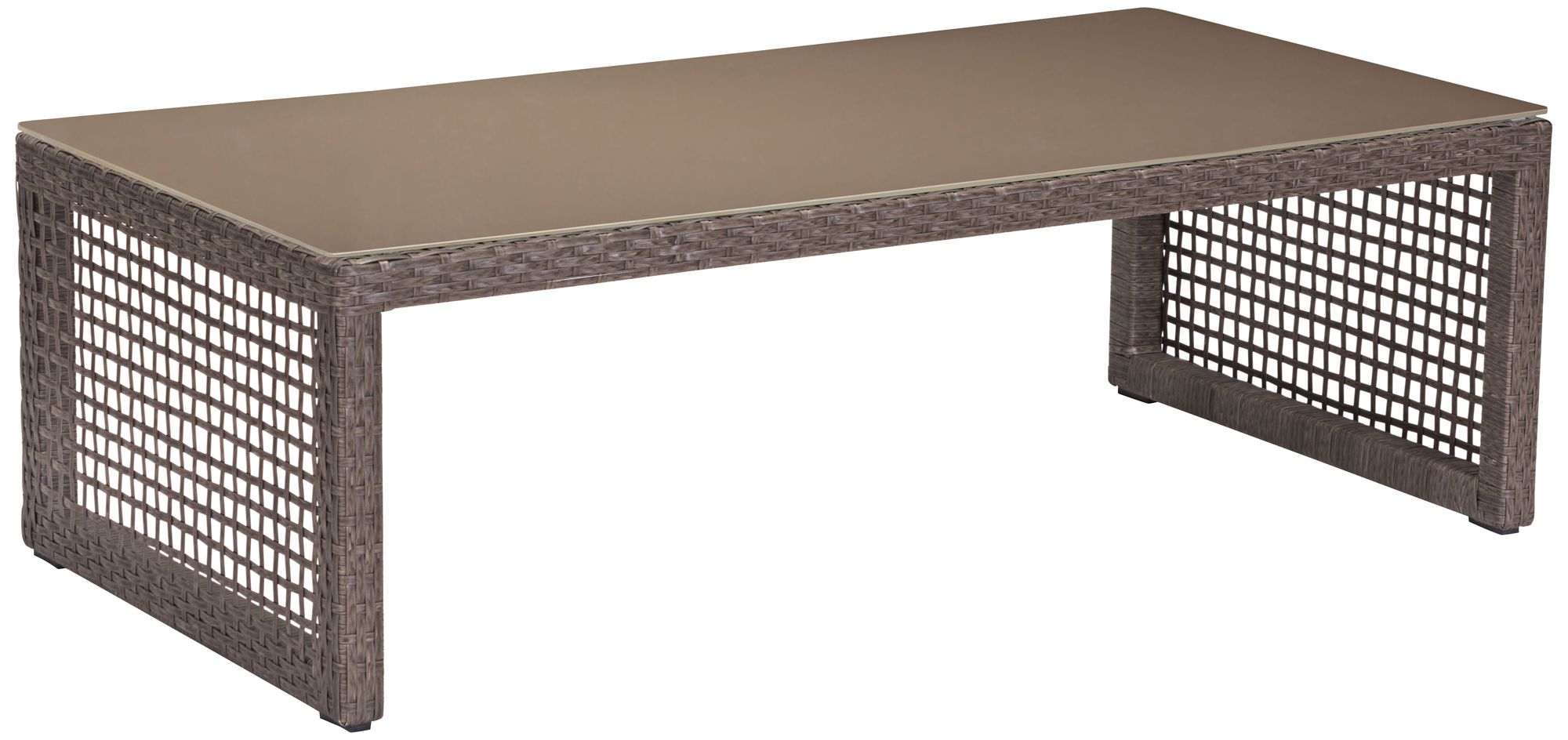 Zuo Coronado Brown and Glass Top Outdoor Coffee Table
