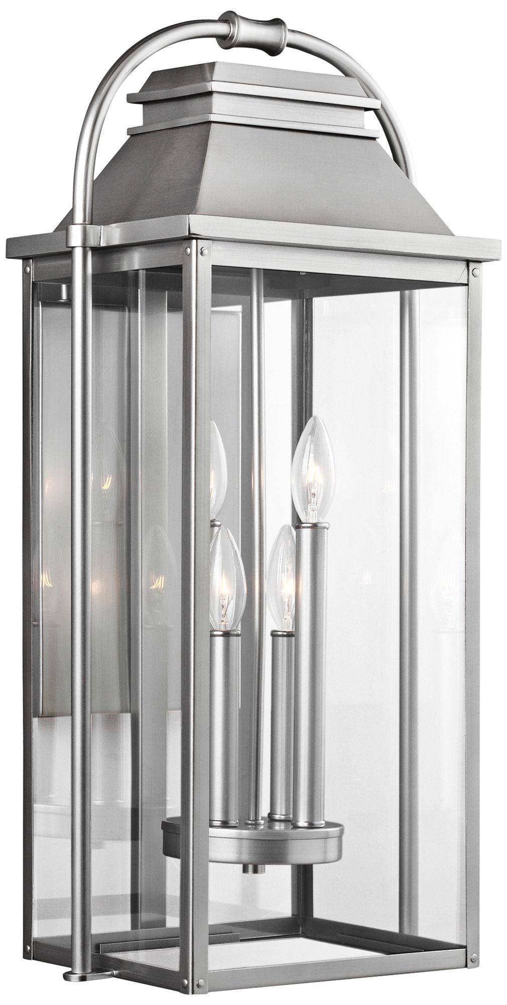 Wellsworth 27" High Brushed Steel 4-Light Outdoor Wall Light
