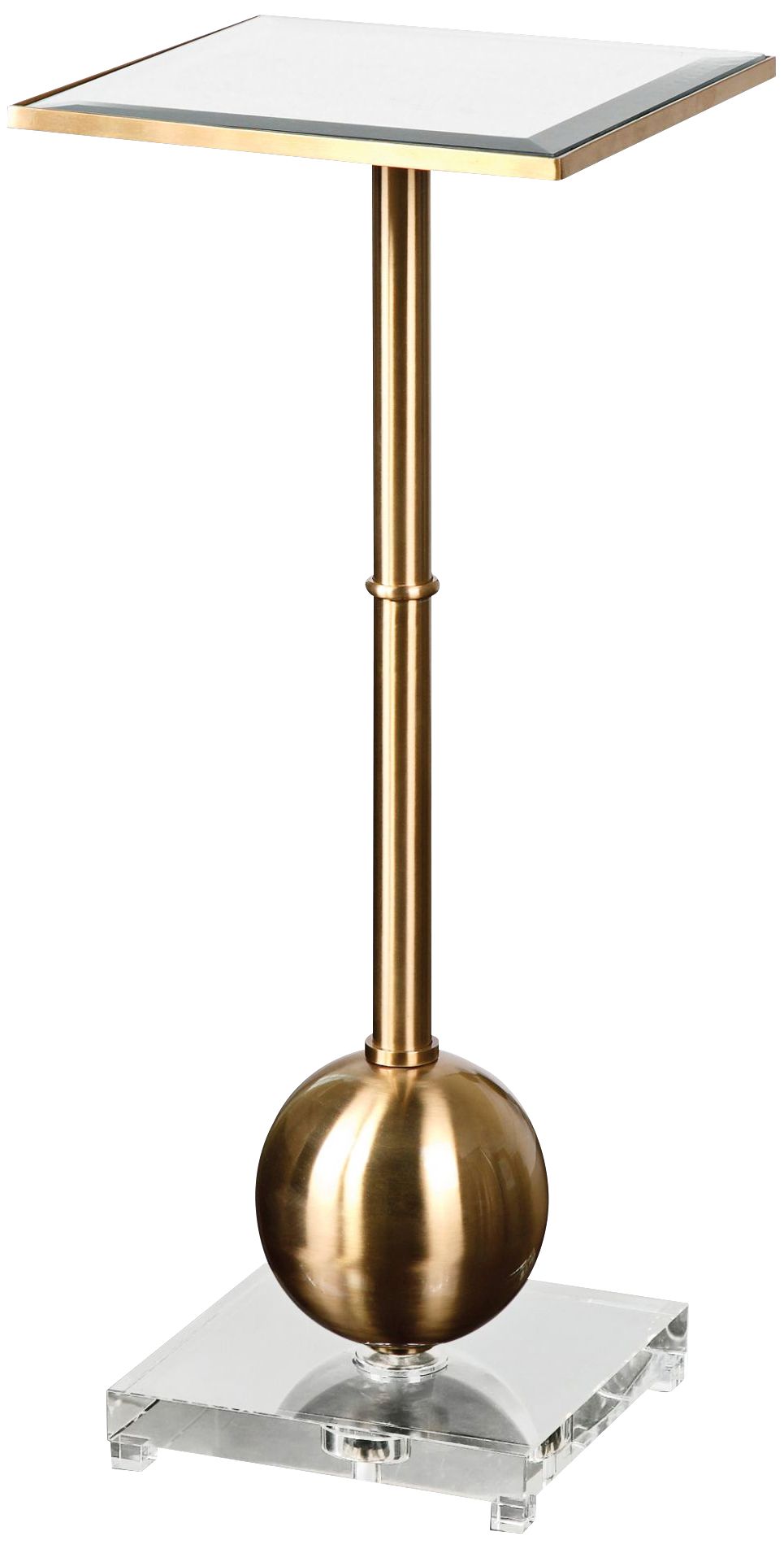 Laton 12" Wide Brushed Brass Accent Table with Mirror Top