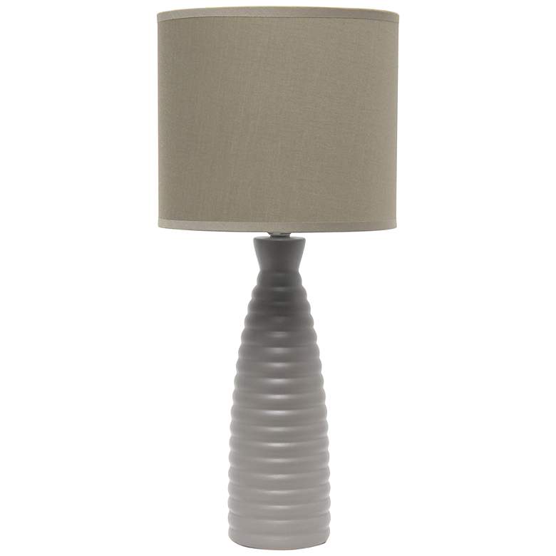 Simple Designs Alsace Taupe Bottle Ceramic Table Lamp with Taupe Shade