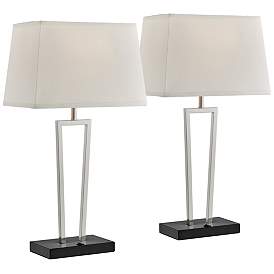 Lite Source Sonnagh Brushed Nickel USB Table Lamps Set of 2