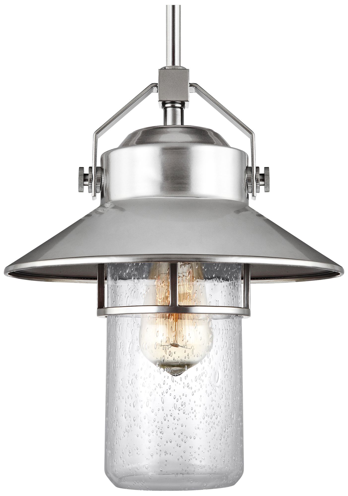 Feiss Boynton 13" High Brushed Steel Outdoor Hanging Light