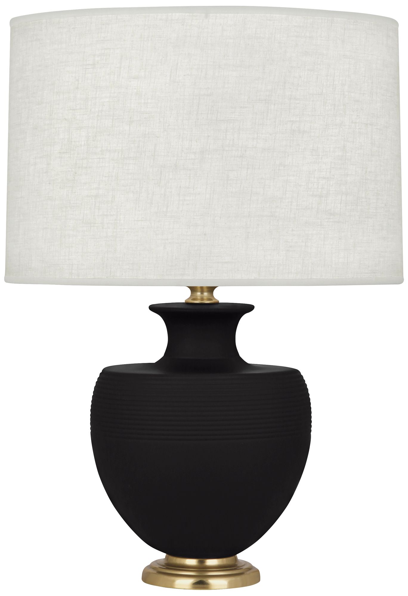 Michael Berman Atlas Brass and Dark Coal Ceramic Table Lamp