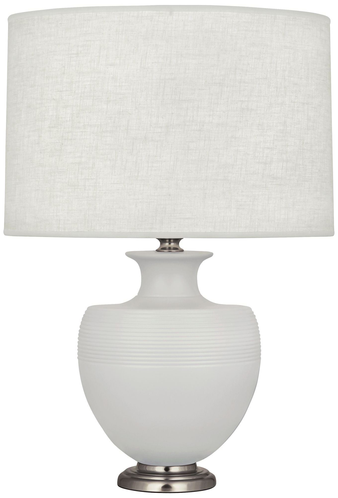 Michael Berman Atlas Matte Dove Gray Ceramic Table Lamp