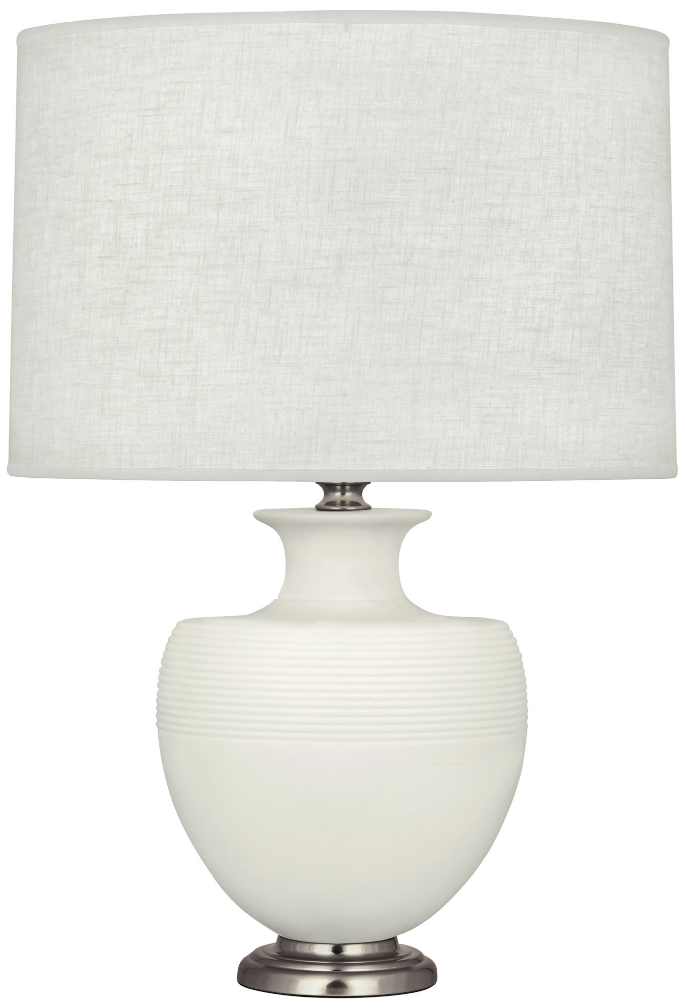 Michael Berman Atlas Nickel and Lily Ceramic Table Lamp
