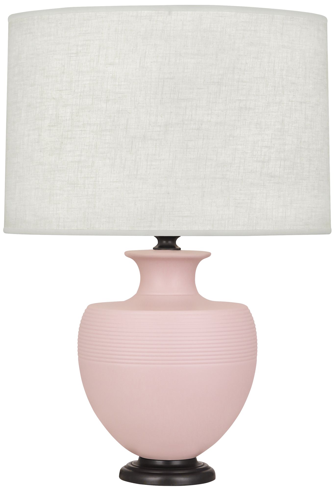 Michael Berman Atlas Bronze and Woodrose Ceramic Table Lamp