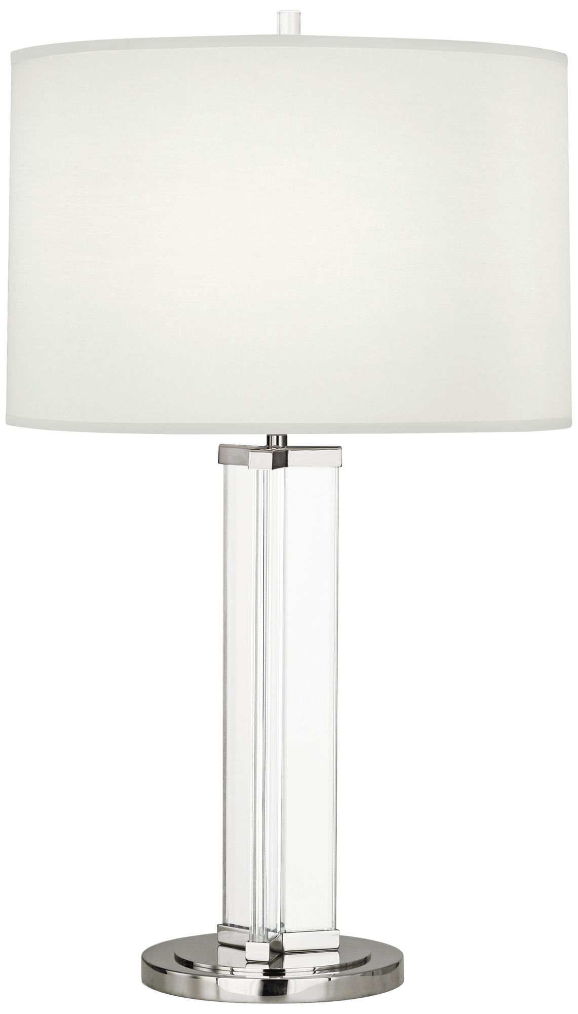 Fineas Polished Nickel Glass Table Lamp with Ascot White Shade