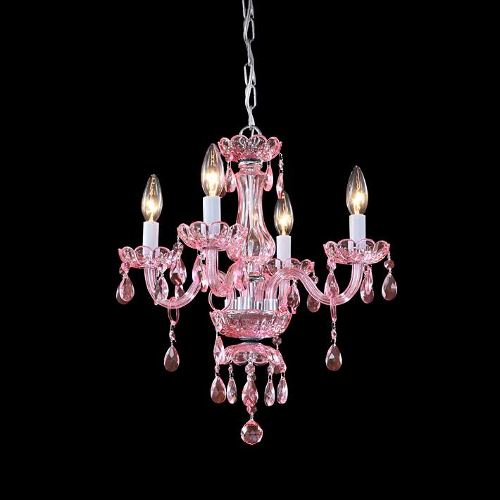 James R Moder 14 Wide 4 Light Rosa, Small Pink Mini Chandelier