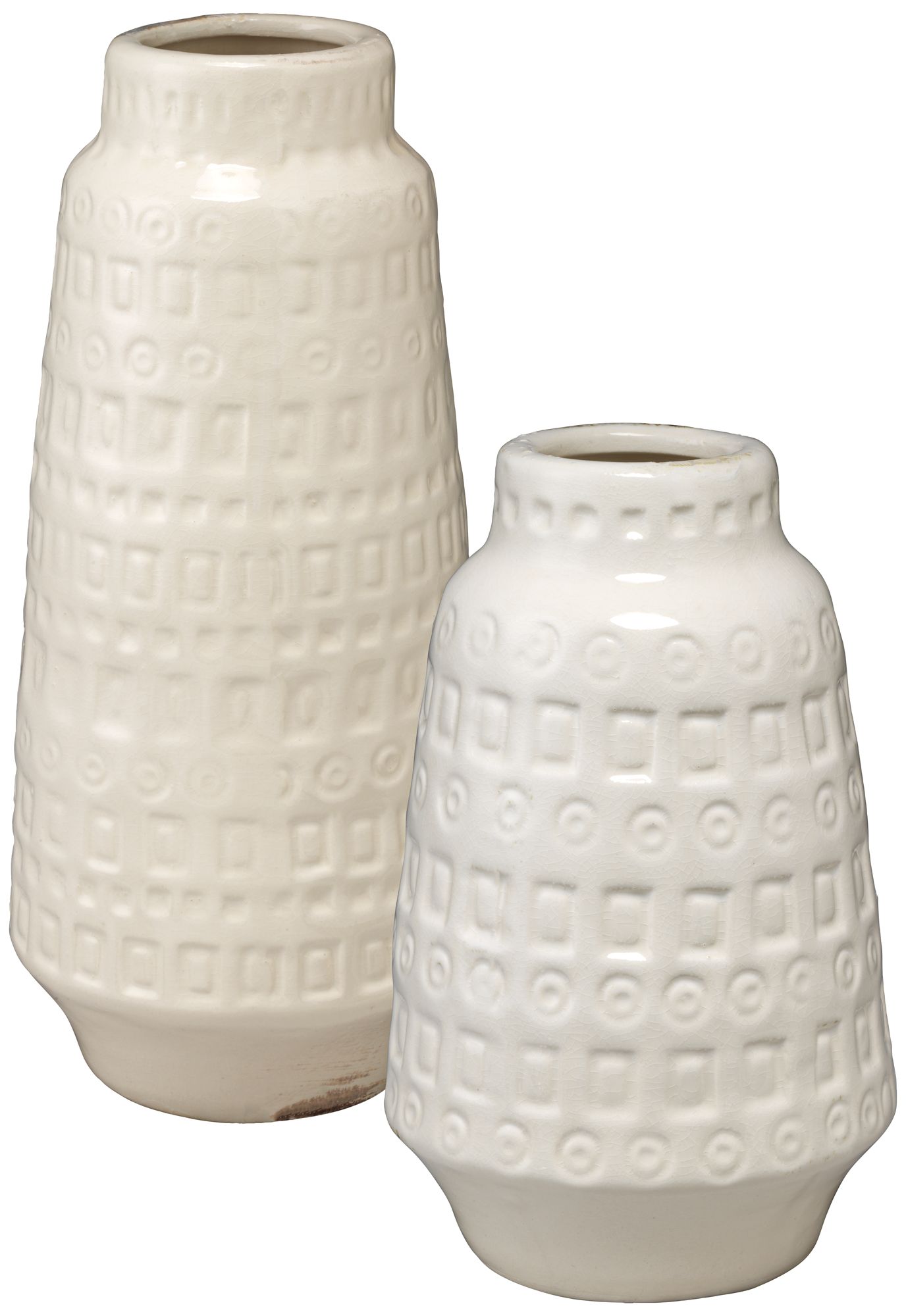 Jamie Young Coco White 2-Piece Ceramic Vessel Set