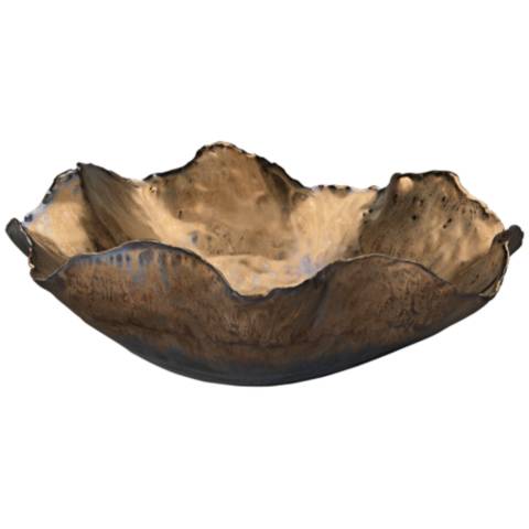 Shop Jamie Young 13" Wide Peony Antique Gold Ceramic Bowl from Lamps Plus on Openhaus