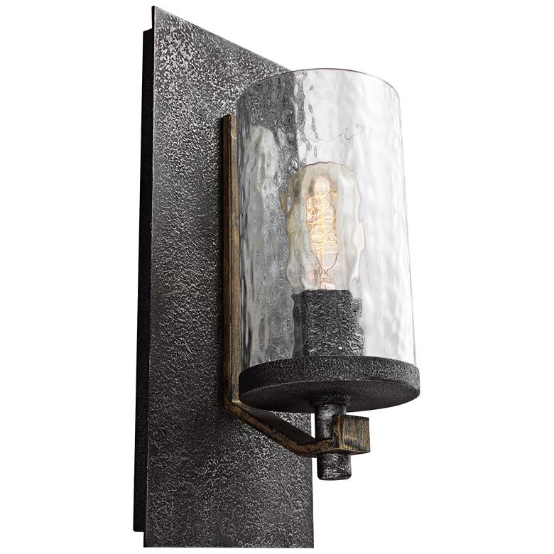 Angelo 13&quot;H Weathered Oak and Slated Gray Metal Wall Sconce