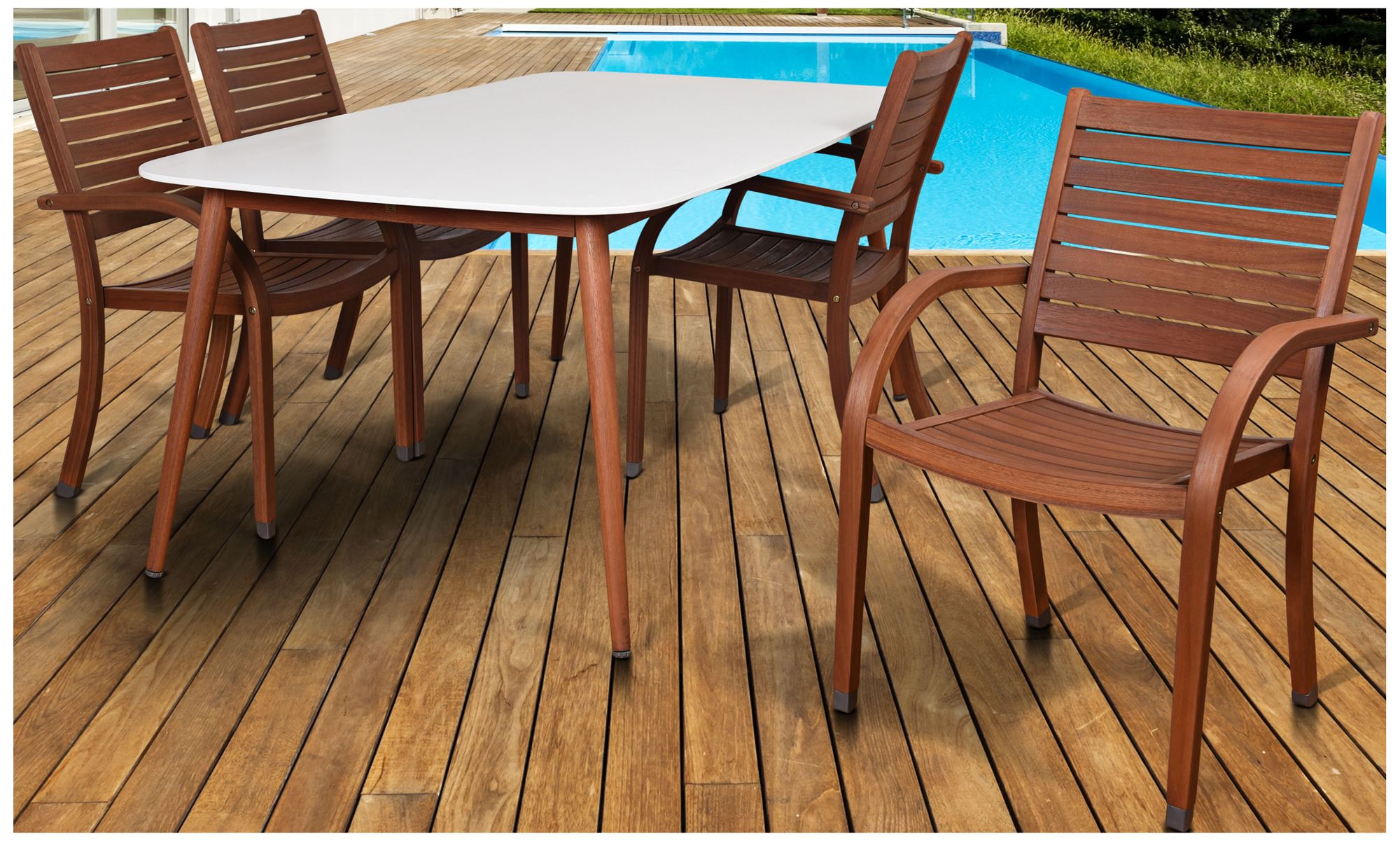 Los Altos White Rectangular 5-Piece Patio Dining Set