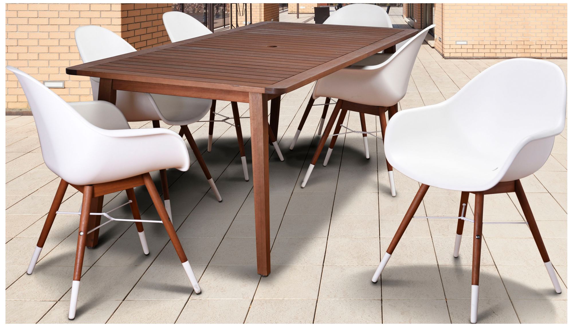 Los Altos White Shell 7-Piece Large Patio Dining Set