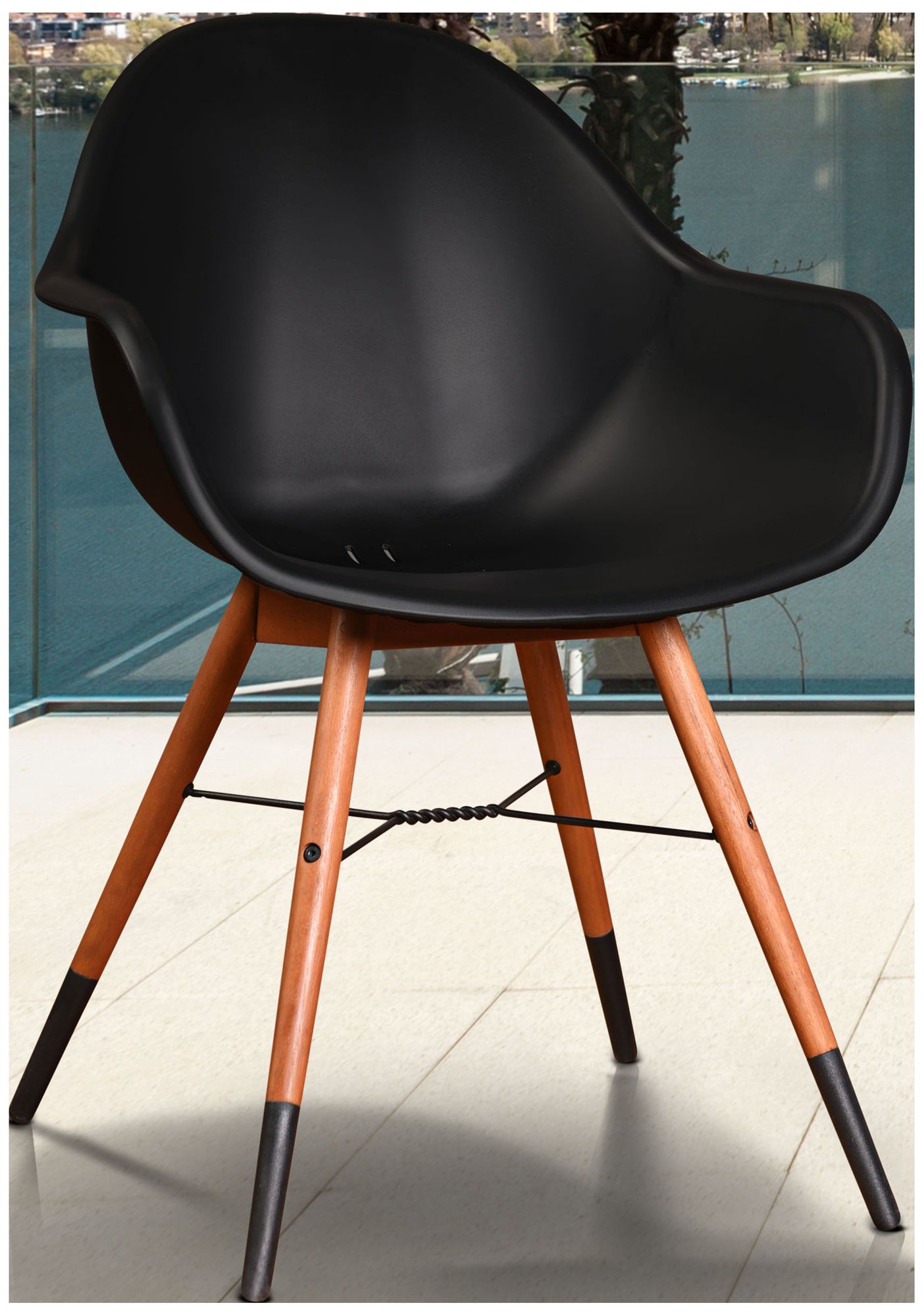 Los Altos Deluxe Black Shell 4-Piece Patio Armchair Set