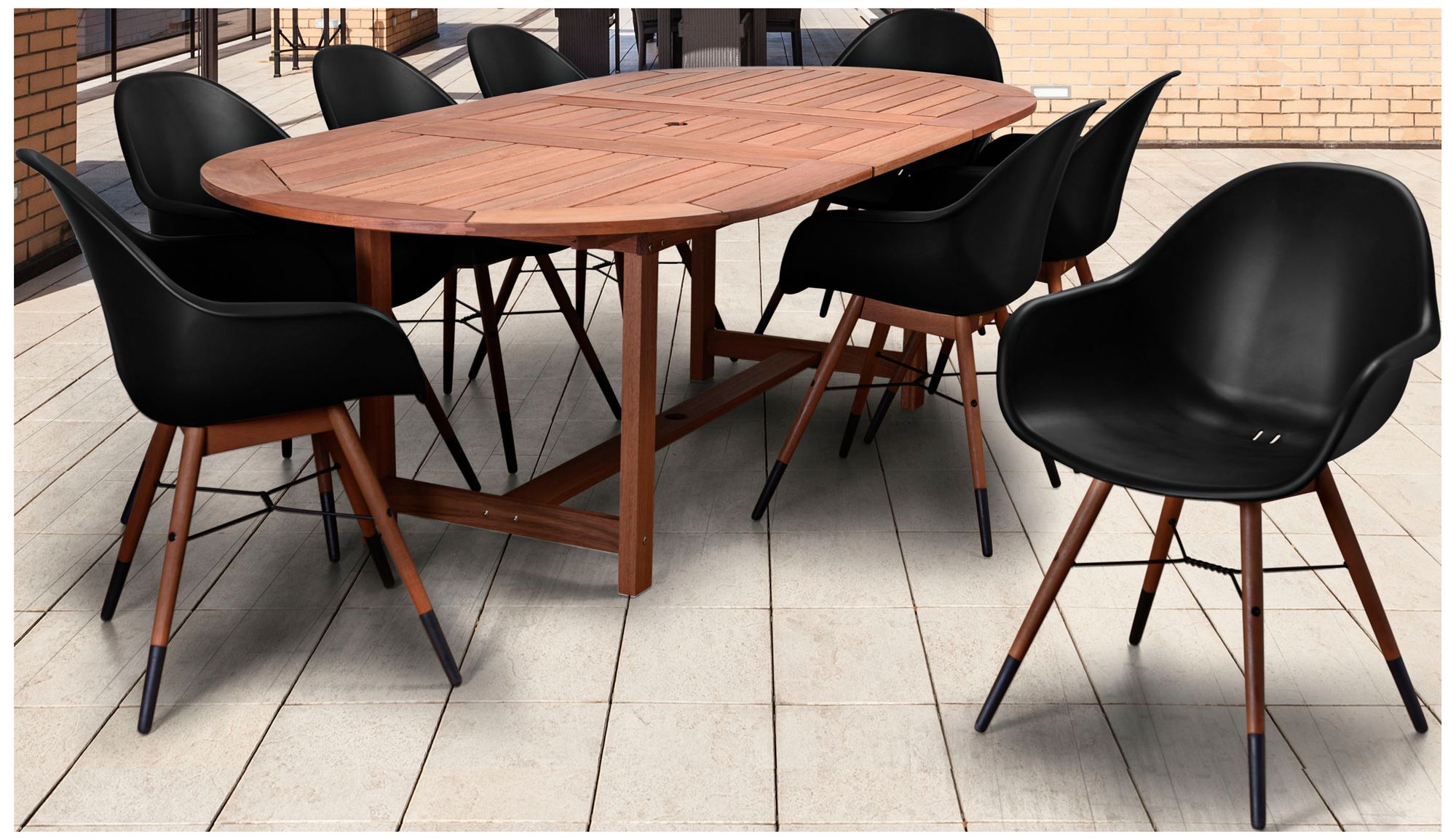 Los Altos Black 9-Pc. Extendable Oval Patio Dining Set