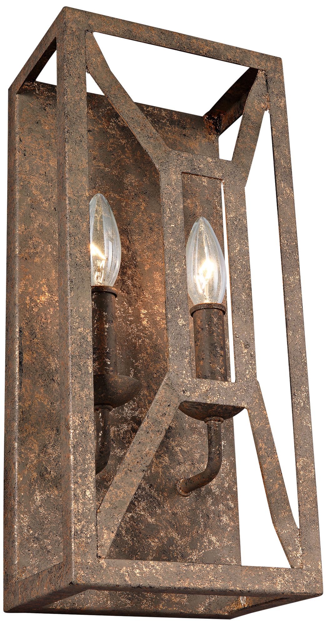 Marquelle 16" High 2-Light Distressed Gold Leaf Wall Sconce