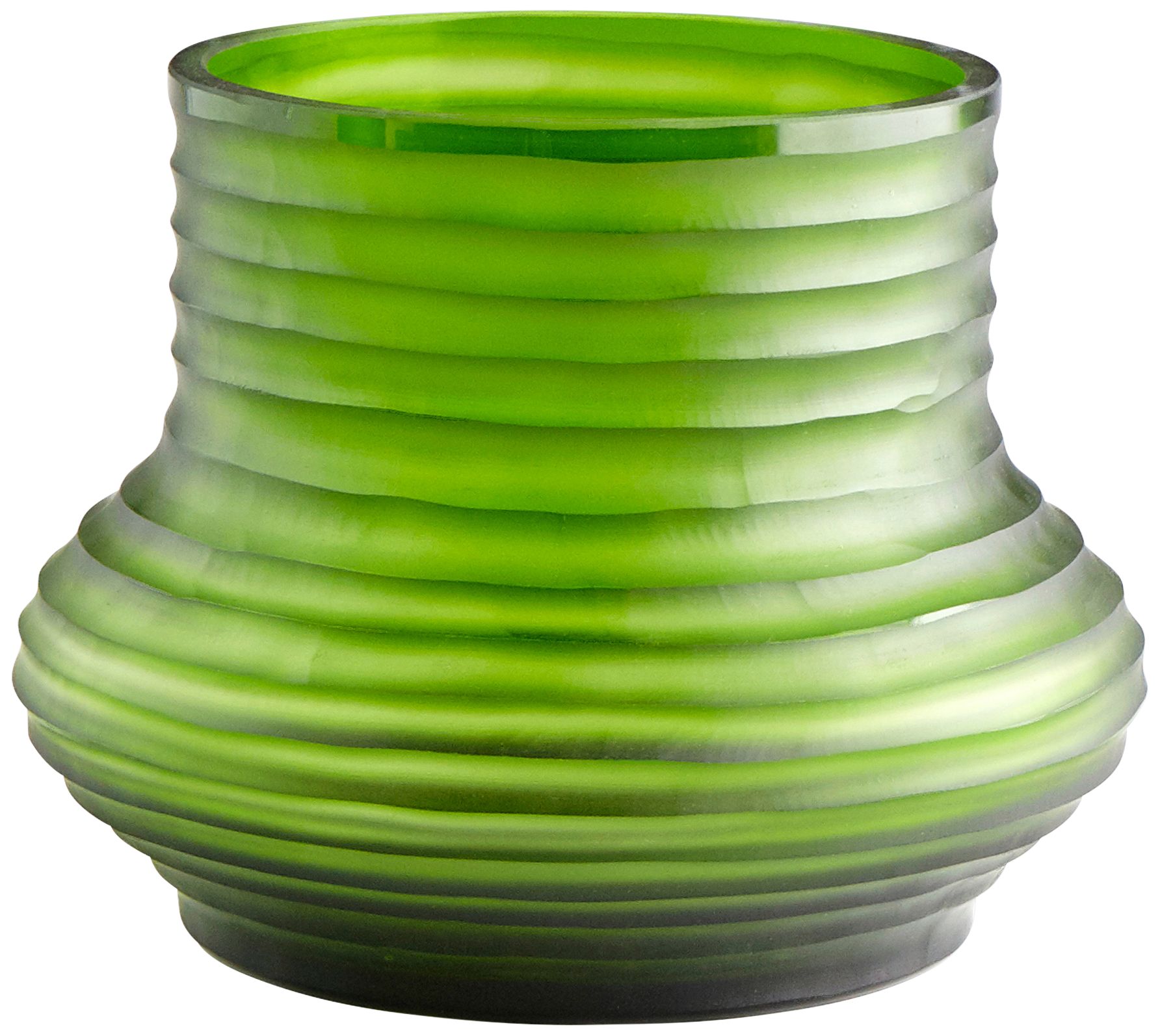 Cyan Design Leo 9" Wide Medium Ribbed Green Glass Vase