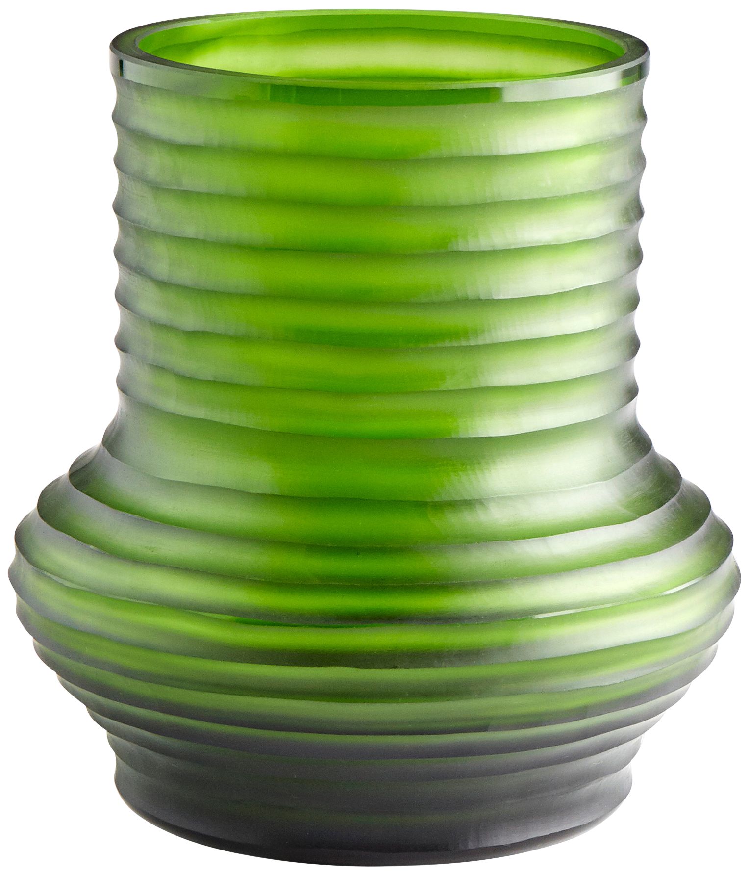 Cyan Design Leo 9" High Large Ribbed Green Glass Vase