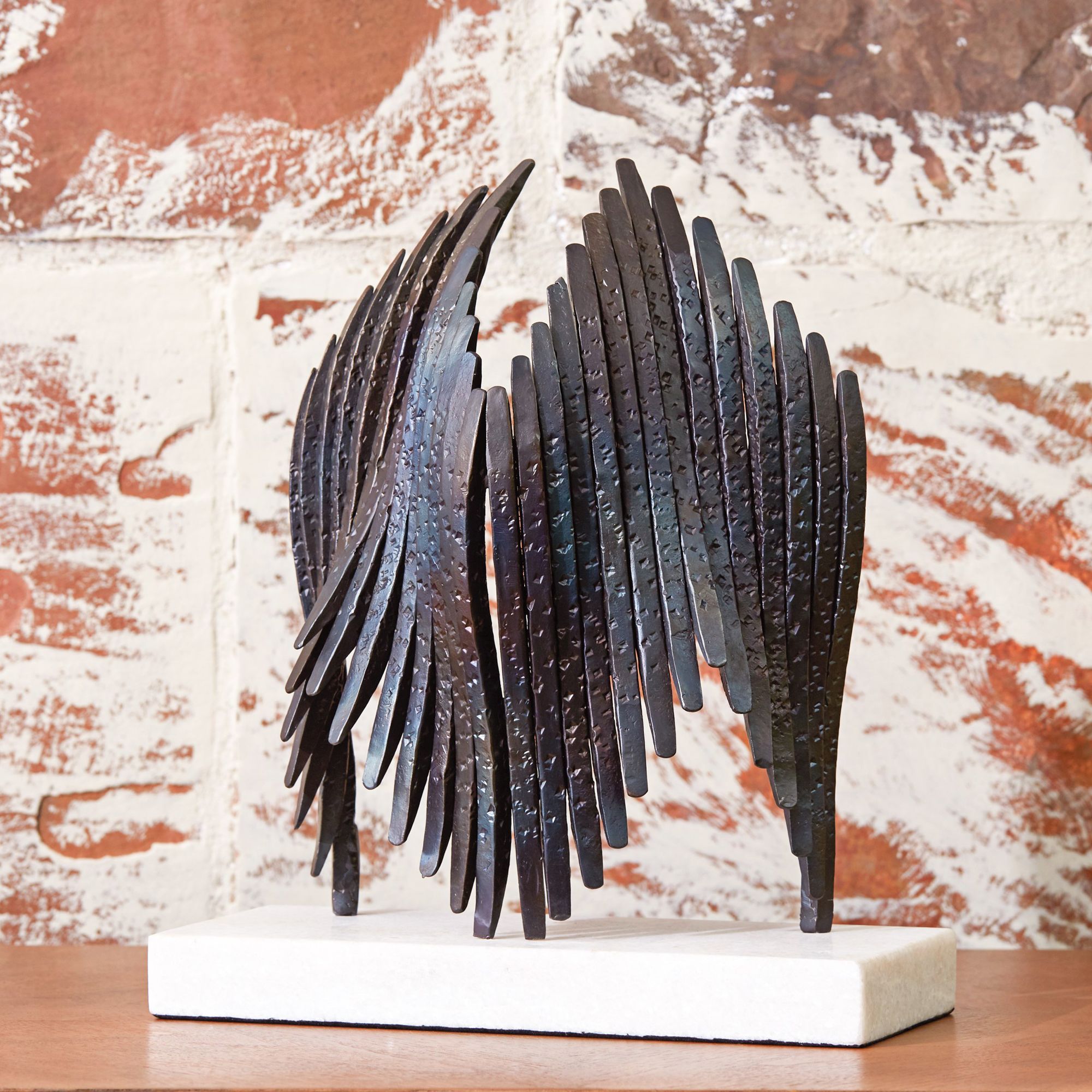 Icarus 12 3/4" High Torched Iron Tabletop Sculpture