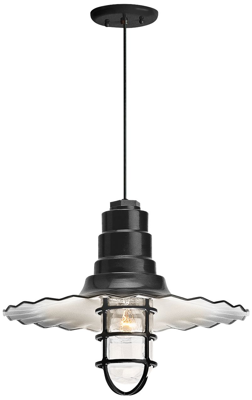 Radial Wave 7" High Black Outdoor Hanging Light