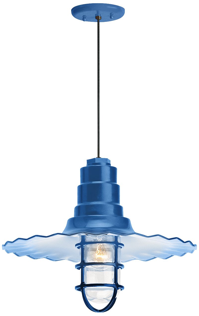 Radial Wave 7" High Blue Outdoor Hanging Light