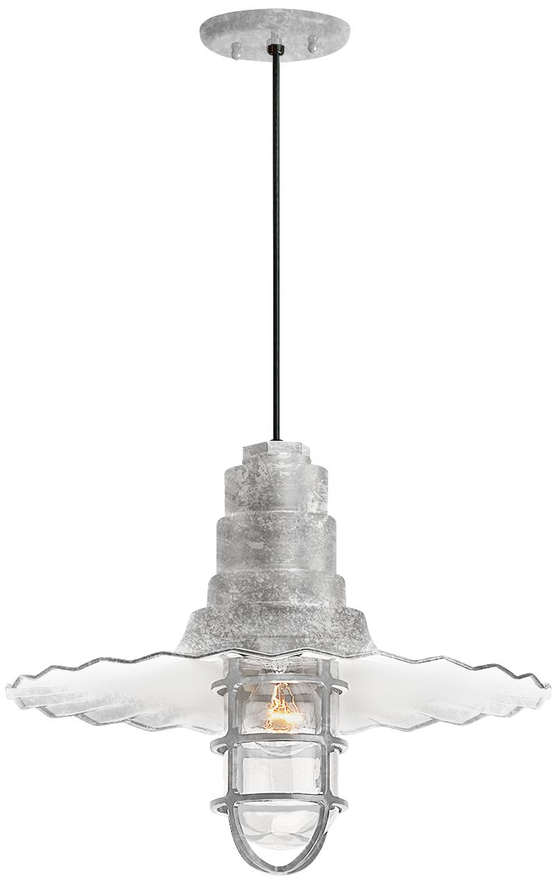 Radial Wave 7" High Galvanized Outdoor Hanging Light