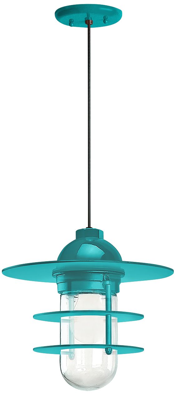 Retro Industrial 9" High Tahitian Teal Outdoor Hanging Light