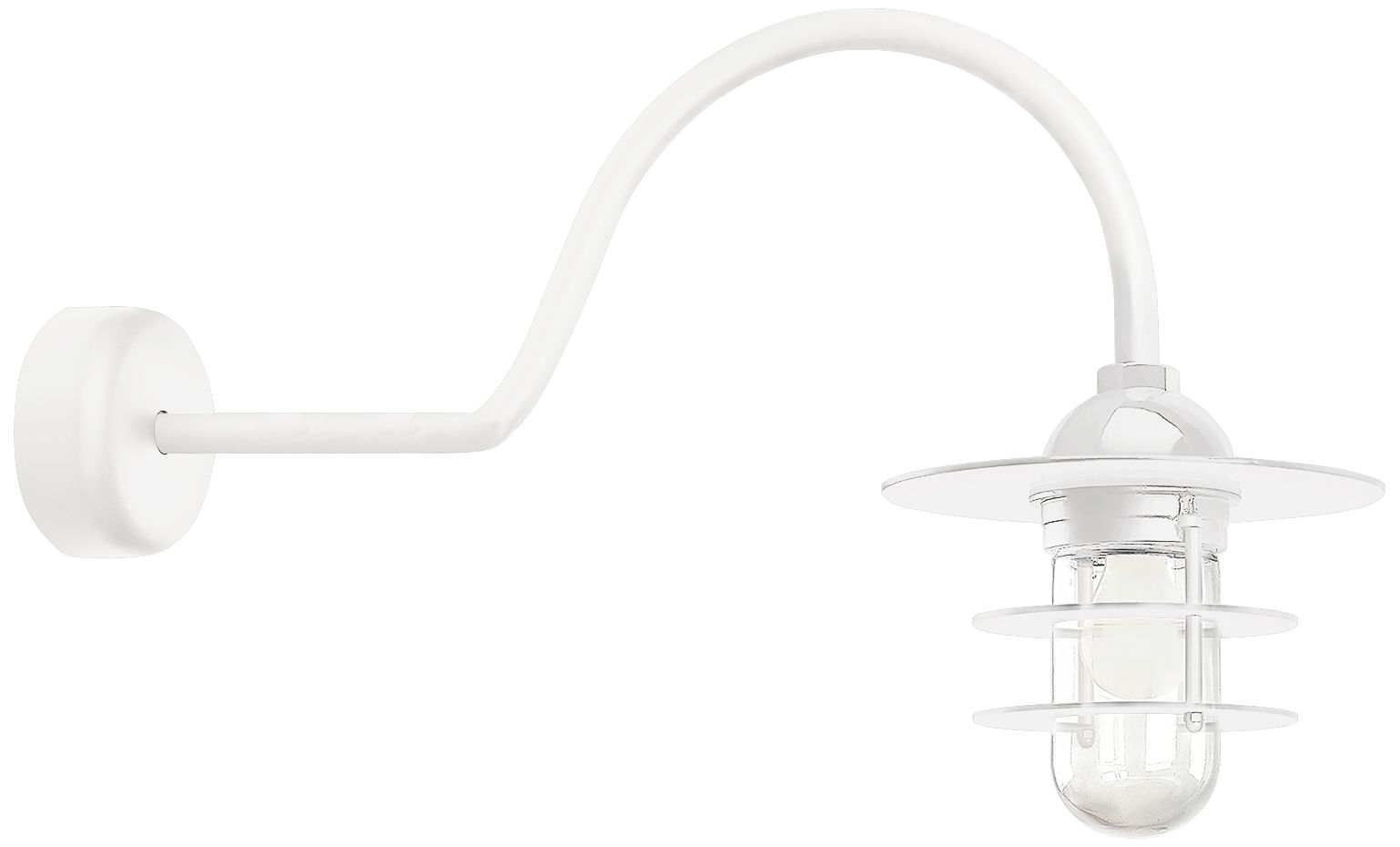 Retro Industrial 21" High Gloss White Outdoor Wall Light