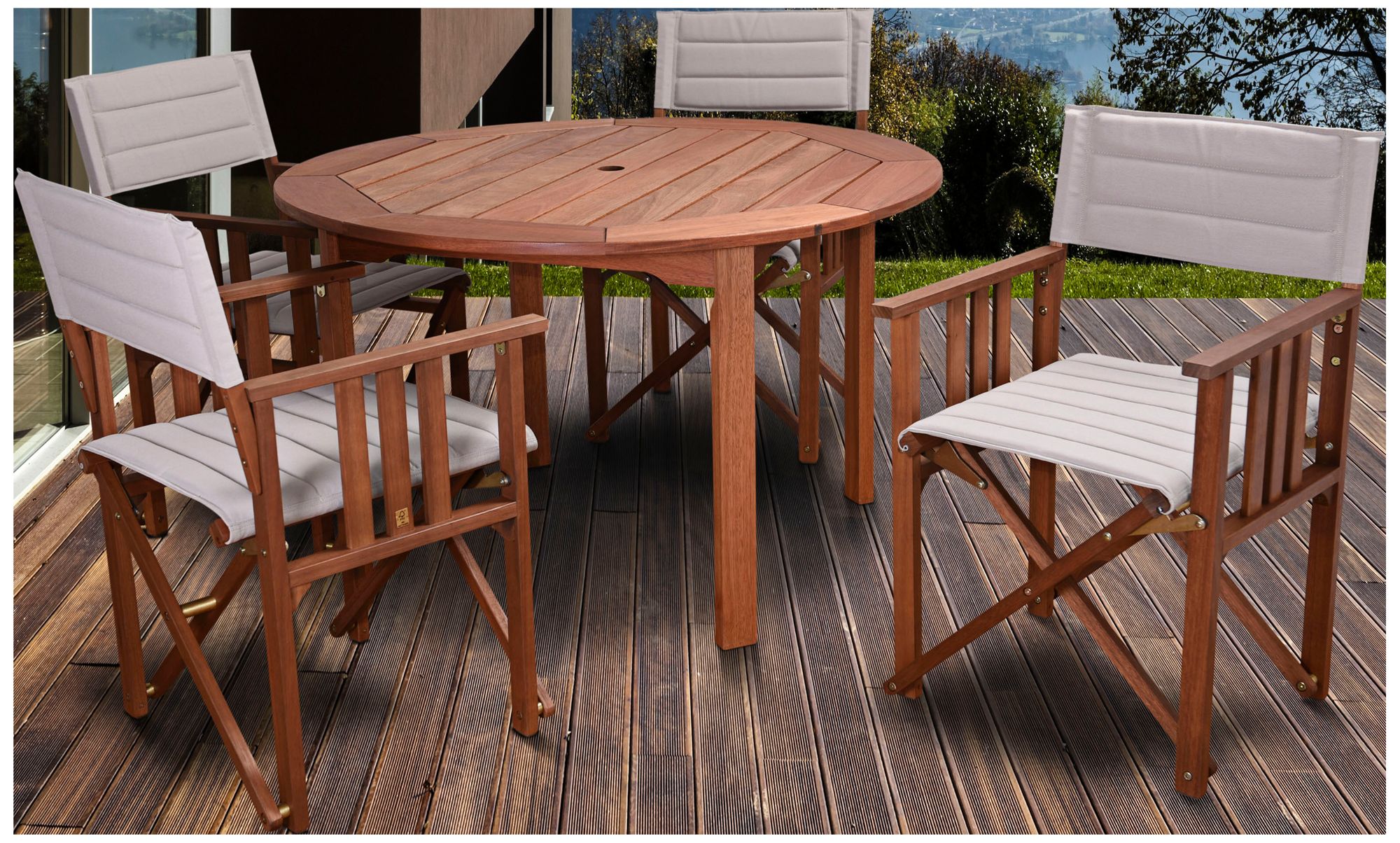 Via Alcazar Khaki 5-Piece Round Outdoor Patio Dining Set