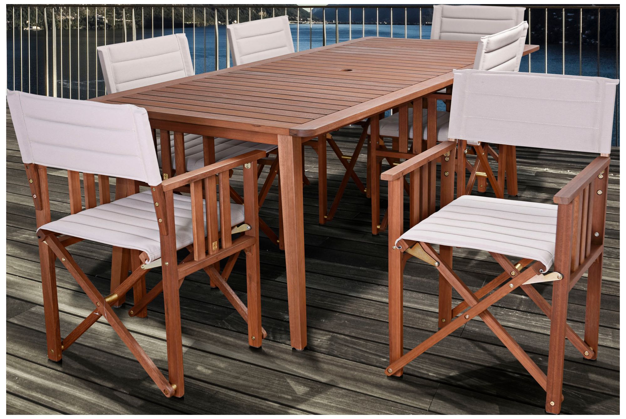 Via Alcazar Khaki 7-Piece Large Rectangular Patio Dining Set