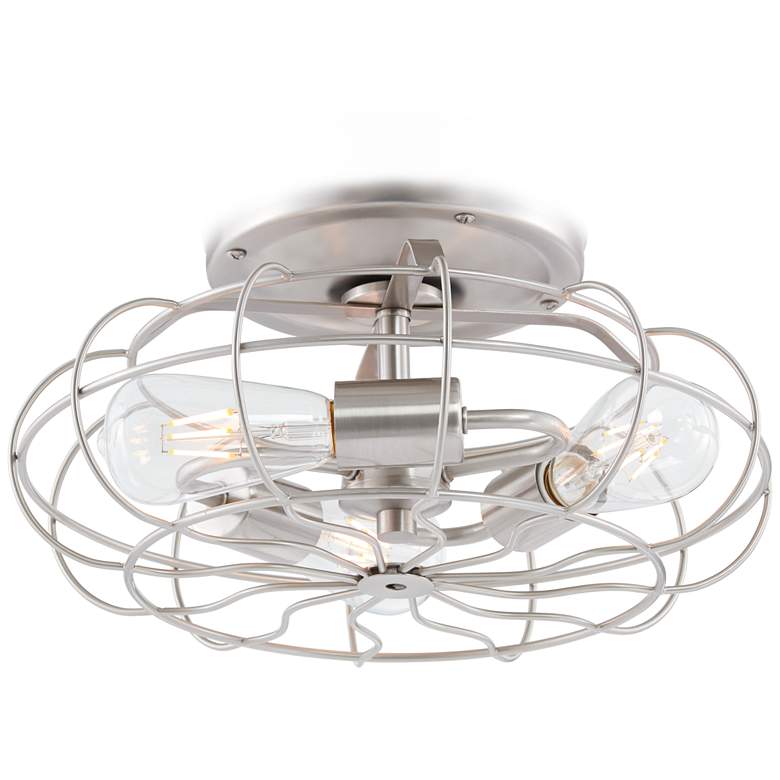 Brushed Nickel Vintage Cage Led Ceiling Fan Light Kit