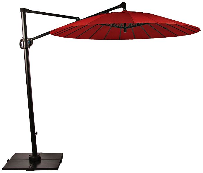 Malibu Bliss 8 14-Foot Red Cantilever Umbrella w/Base