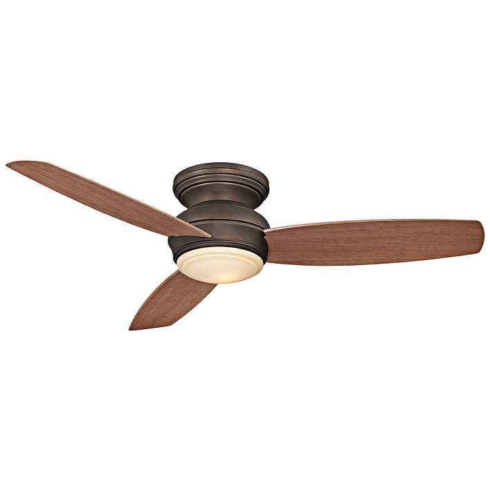 52 Traditional Concept Bronze, Flush Mount Ceiling Fan With Light Bronze