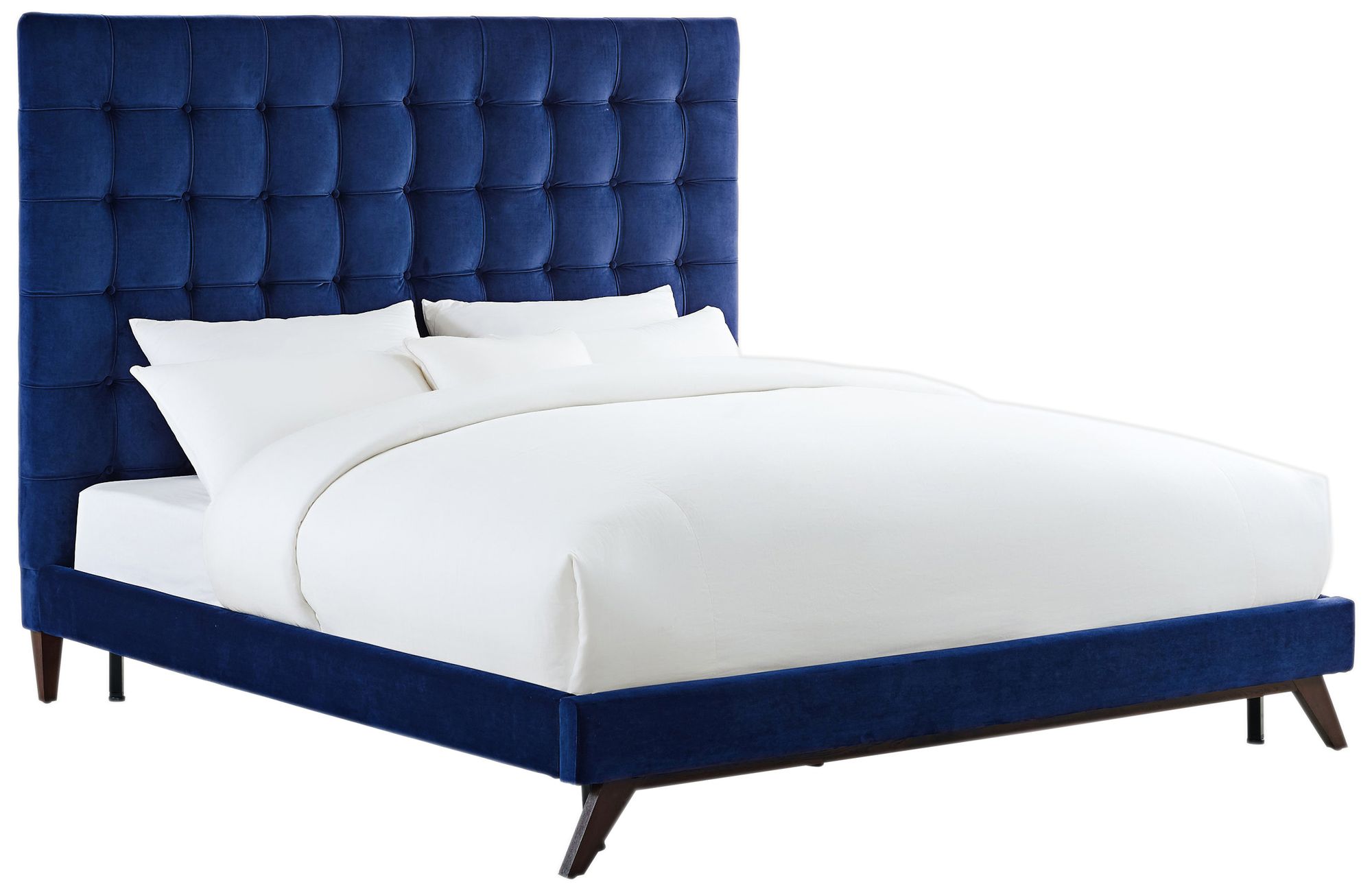 Eden Navy Velvet Tufted Bed – Luxurious, Stylish Bedroom Furniture