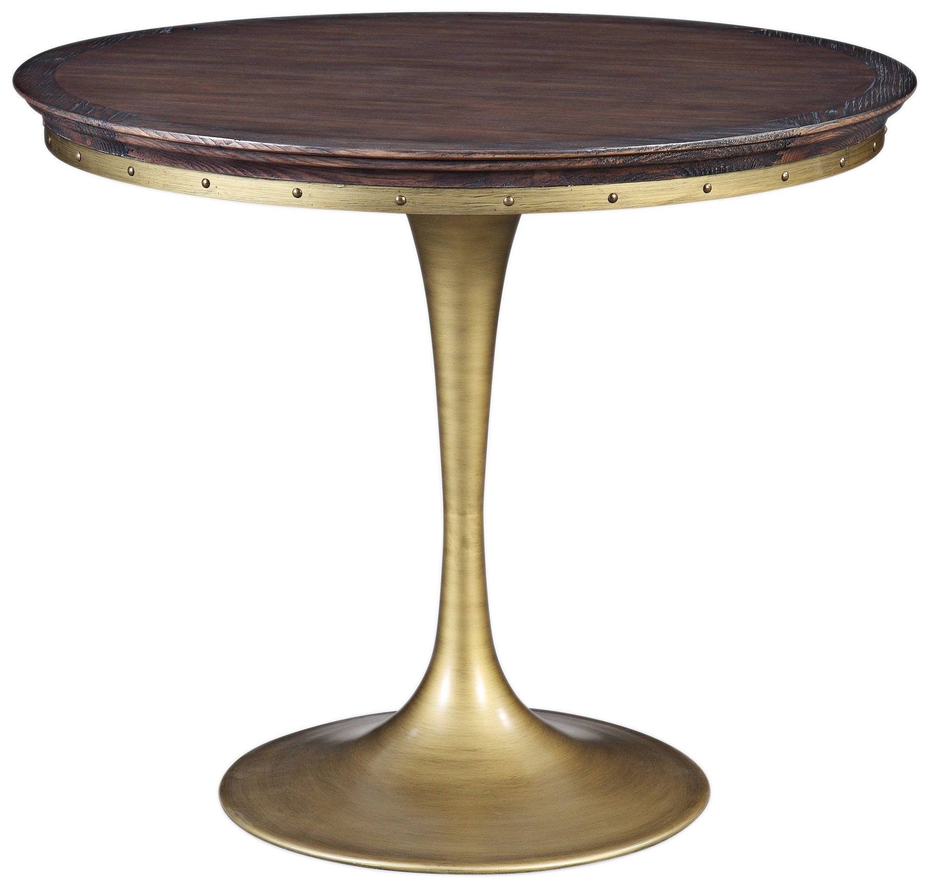Alfie 35 1/2" Wide Pine Top and Brushed Brass Dining Table