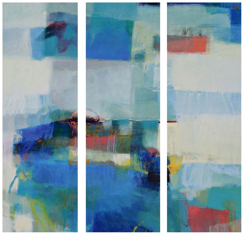 Aqua - Wave 3-Piece 27" High Indoor-Outdoor Wall Art Set