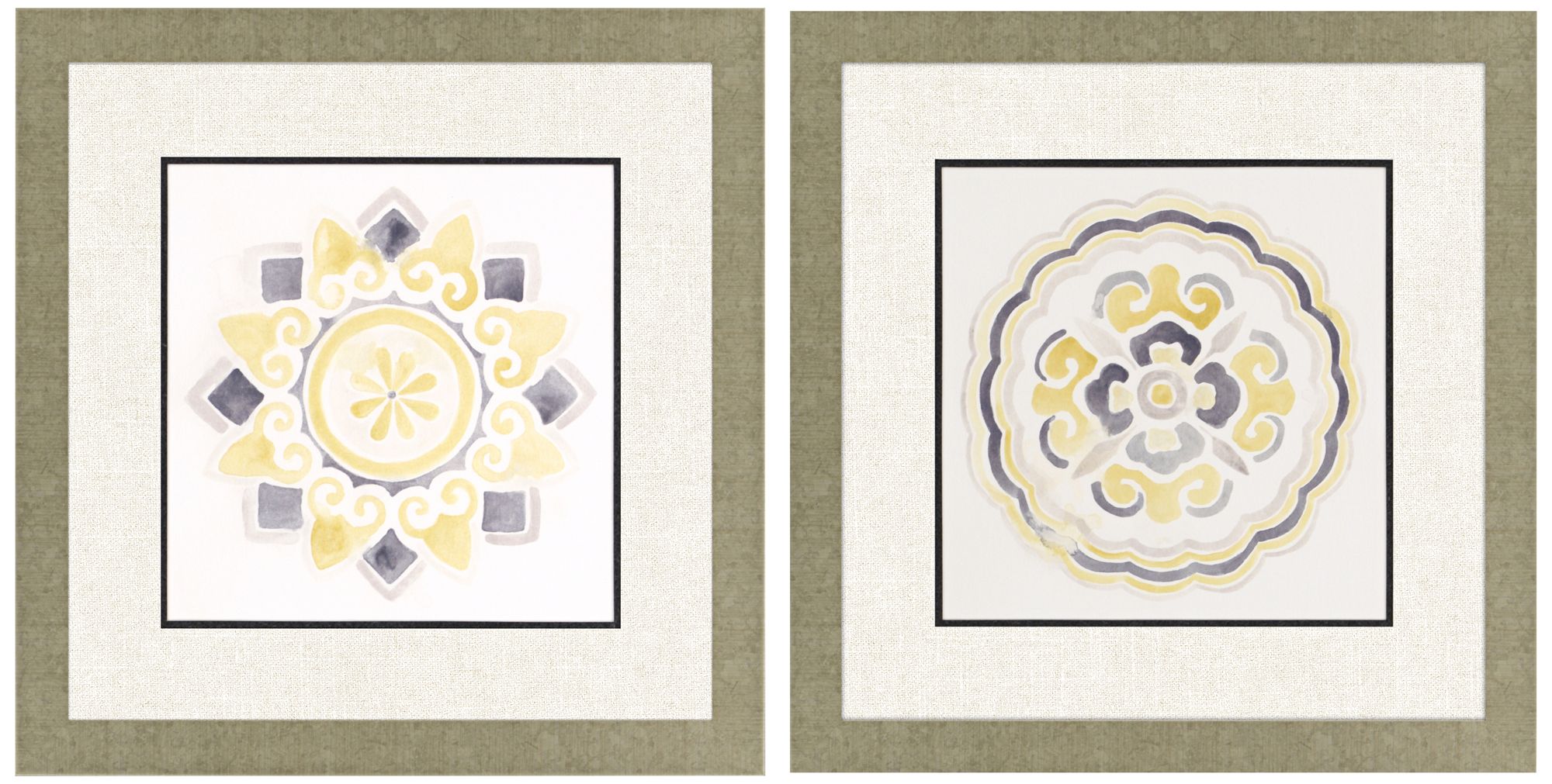 Modern Medallions I 2-Piece 26" Square Framed Wall Art Set
