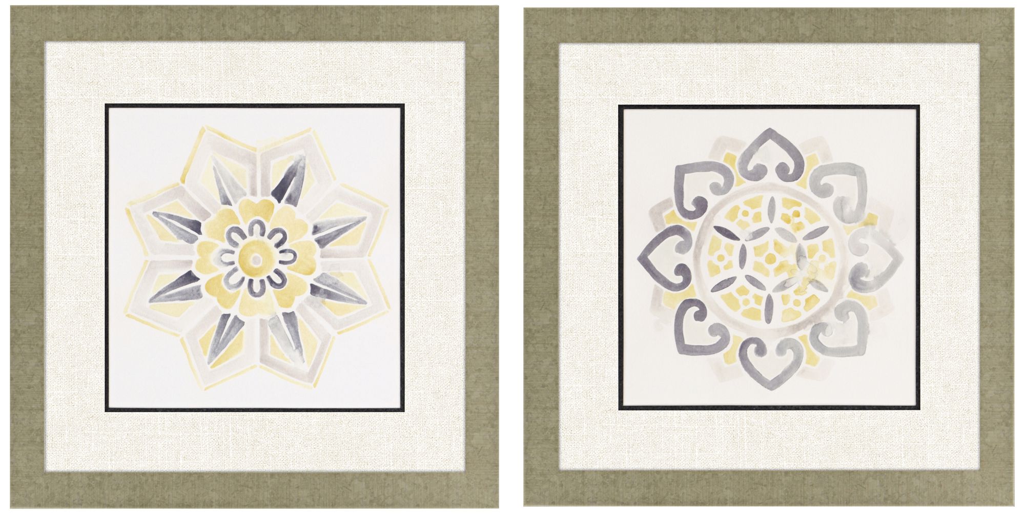Modern Medallions II 2-Piece 26" Square Framed Wall Art Set