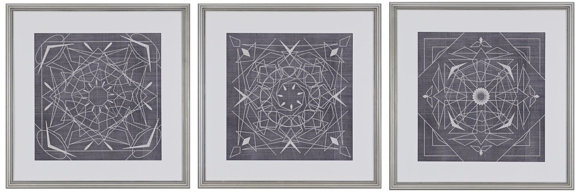 Geometric Tile III 3-Piece 22" Square Framed Wall Art Set